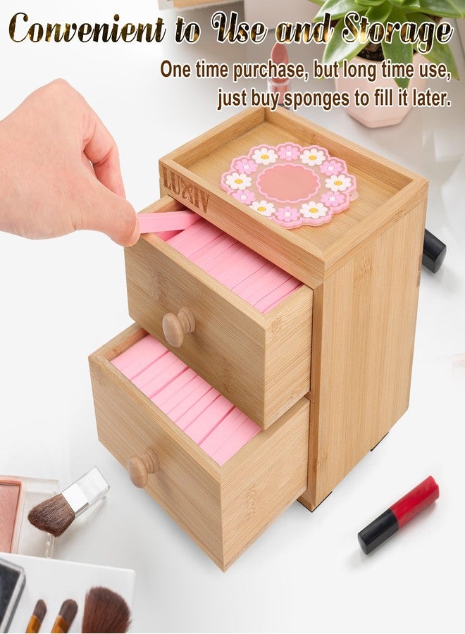 لوكسيف مجموعة لوكسيف من 120 قطعة من إسفنج الوجه المضغوط مع علبة تخزين من الخيزران، إسفنجة تنظيف الوجه لأخصائيي التجميل، إسفنجة دائرية مضغوطة لإزالة المكياج مع علبة تخزين خشبية ذات طبقتين، حصيرة - Image 5